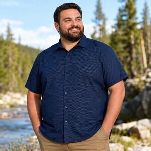 Gentlemen's Outfitters Men's 2X Navy Shirt Polka Dot Casual Dadcore Coastal